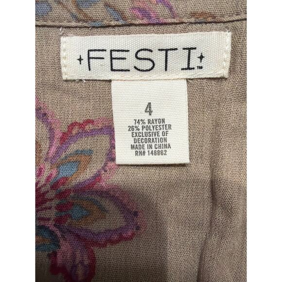 Festi Torrid Womens Plus Size Gauze Long Sleeve Tunic Taupe Floral Size 4 4X New - Picture 5 of 6